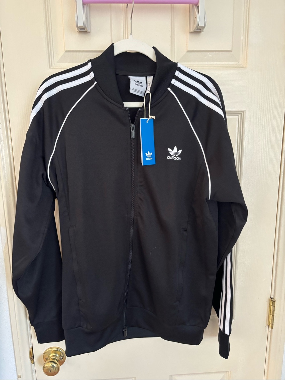 ADIDAS Originals Black Track Jacket SST with White Stripes Sz Large MSRP $80 NWT